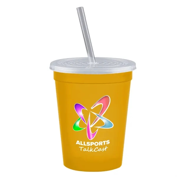 Molded in USA 16 oz. Stadium Cup with Lid & Straw... from ASI 40480 Koozie Group