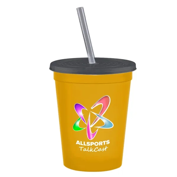 Molded in USA 16 oz. Stadium Cup with Lid & Straw... from ASI 40480 Koozie Group
