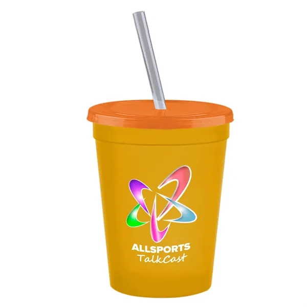 Molded in USA 16 oz. Stadium Cup with Lid & Straw... from ASI 40480 Koozie Group