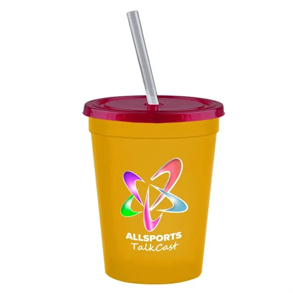 Molded in USA 16 oz. Stadium Cup with Lid & Straw... from ASI 40480 Koozie Group