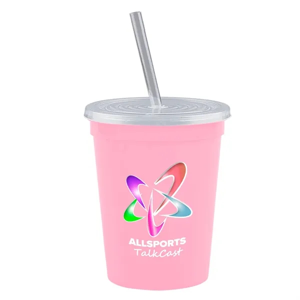 Molded in USA 16 oz. Stadium Cup with Lid & Straw... from ASI 40480 Koozie Group