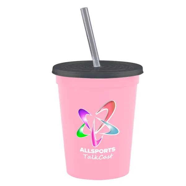 Molded in USA 16 oz. Stadium Cup with Lid & Straw... from ASI 40480 Koozie Group