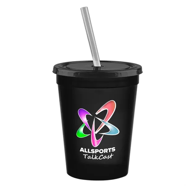 Molded in USA 16 oz. Stadium Cup with Lid & Straw... from ASI 40480 Koozie Group