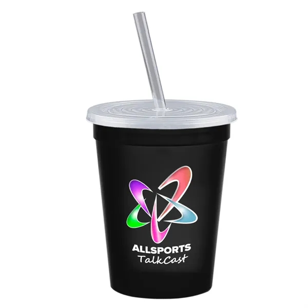 Molded in USA 16 oz. Stadium Cup with Lid & Straw... from ASI 40480 Koozie Group