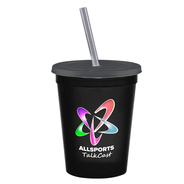 Molded in USA 16 oz. Stadium Cup with Lid & Straw... from ASI 40480 Koozie Group