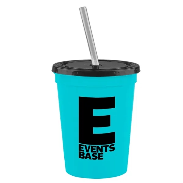 Molded in USA 16 oz. Stadium Cup with Lid & Straw... from ASI 40480 Koozie Group