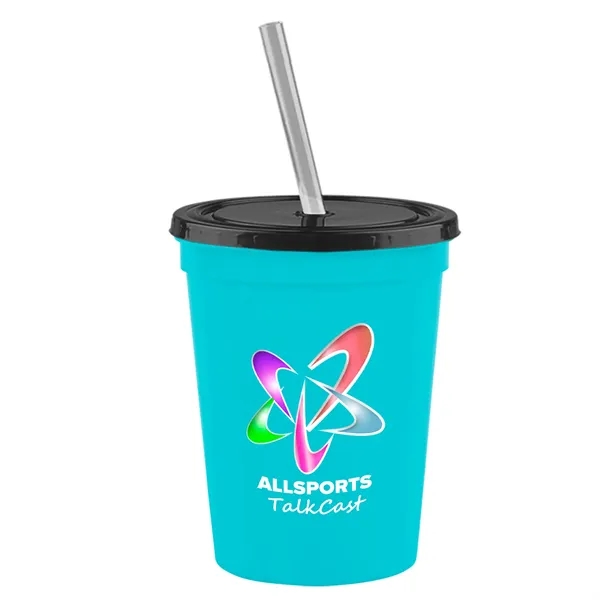 Molded in USA 16 oz. Stadium Cup with Lid & Straw... from ASI 40480 Koozie Group