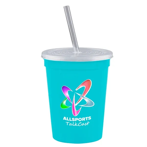 Molded in USA 16 oz. Stadium Cup with Lid & Straw... from ASI 40480 Koozie Group