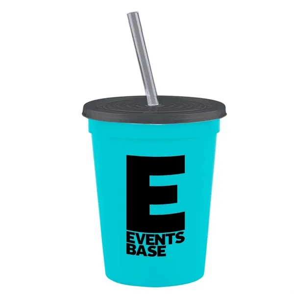 Molded in USA 16 oz. Stadium Cup with Lid & Straw... from ASI 40480 Koozie Group