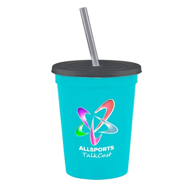 Molded in USA 16 oz. Stadium Cup with Lid & Straw... from ASI 40480 Koozie Group
