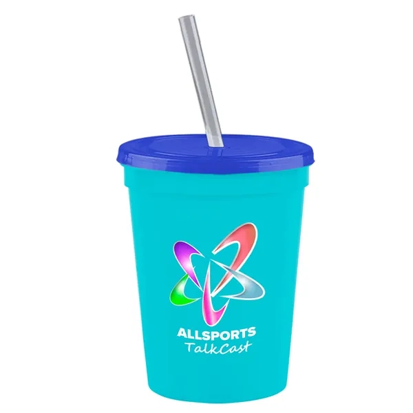 Molded in USA 16 oz. Stadium Cup with Lid & Straw... from ASI 40480 Koozie Group