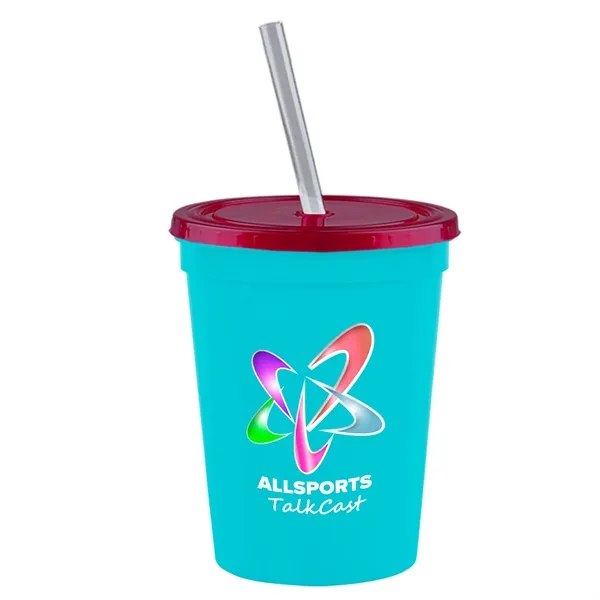Molded in USA 16 oz. Stadium Cup with Lid & Straw... from ASI 40480 Koozie Group