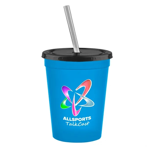 Molded in USA 16 oz. Stadium Cup with Lid & Straw... from ASI 40480 Koozie Group