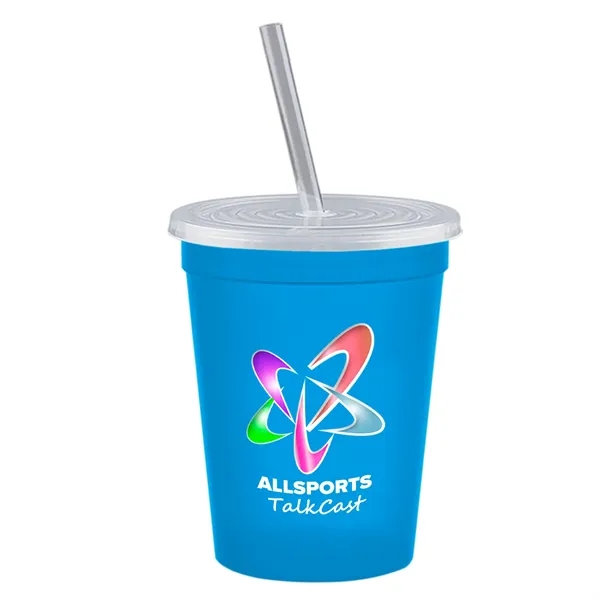 Molded in USA 16 oz. Stadium Cup with Lid & Straw... from ASI 40480 Koozie Group