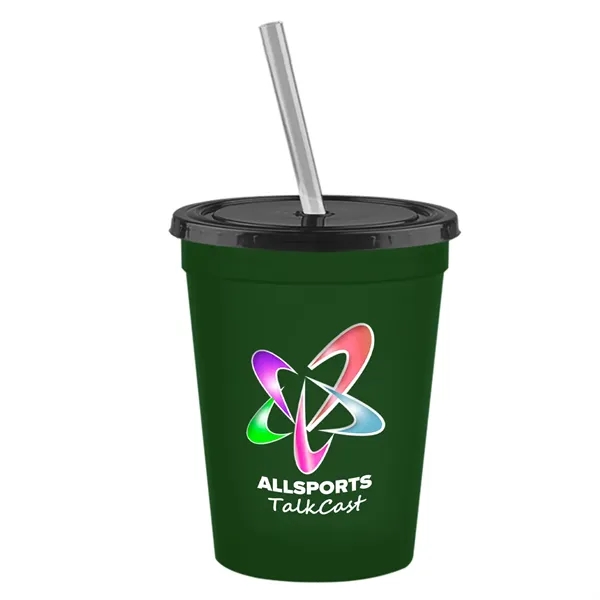 Molded in USA 16 oz. Stadium Cup with Lid & Straw... from ASI 40480 Koozie Group