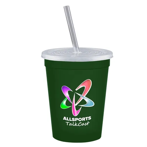 Molded in USA 16 oz. Stadium Cup with Lid & Straw... from ASI 40480 Koozie Group