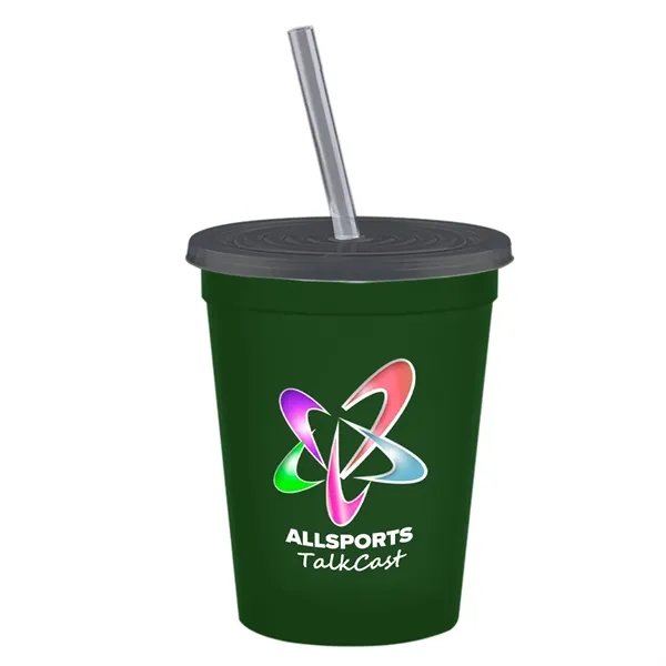 Molded in USA 16 oz. Stadium Cup with Lid & Straw... from ASI 40480 Koozie Group