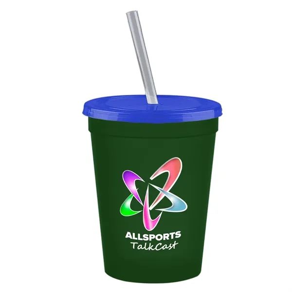 Molded in USA 16 oz. Stadium Cup with Lid & Straw... from ASI 40480 Koozie Group