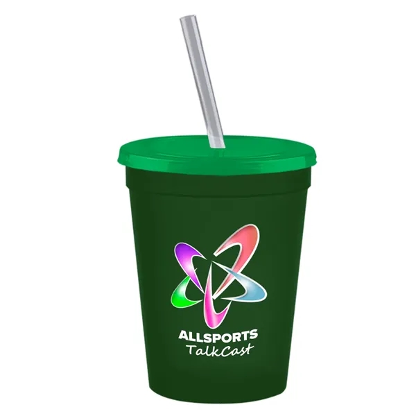 Molded in USA 16 oz. Stadium Cup with Lid & Straw... from ASI 40480 Koozie Group