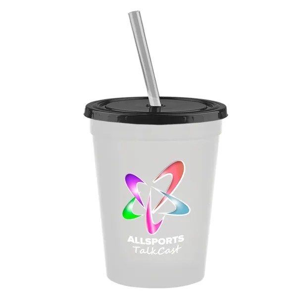 Molded in USA 16 oz. Stadium Cup with Lid & Straw... from ASI 40480 Koozie Group