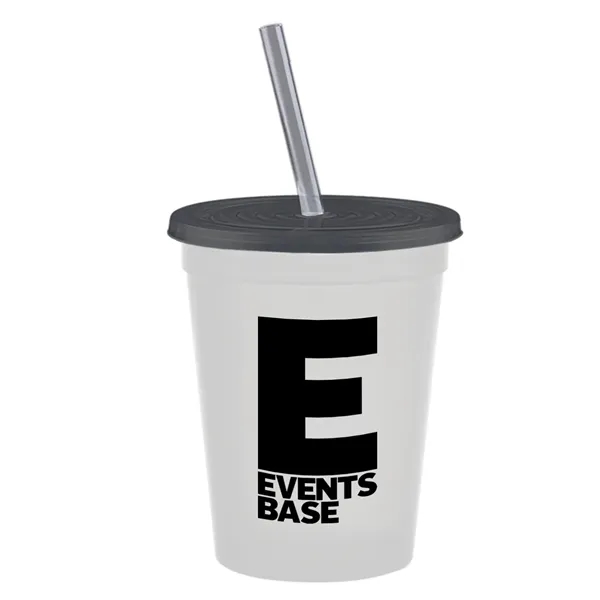 Molded in USA 16 oz. Stadium Cup with Lid & Straw... from ASI 40480 Koozie Group