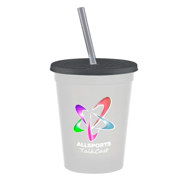 Molded in USA 16 oz. Stadium Cup with Lid & Straw... from ASI 40480 Koozie Group