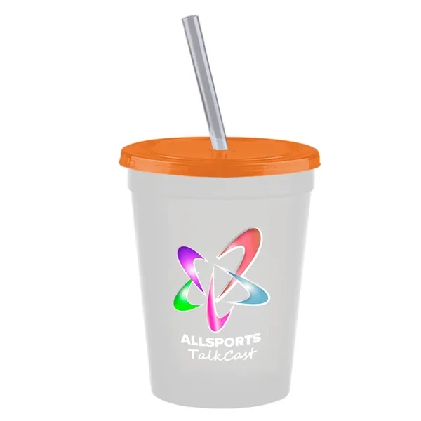 Molded in USA 16 oz. Stadium Cup with Lid & Straw... from ASI 40480 Koozie Group