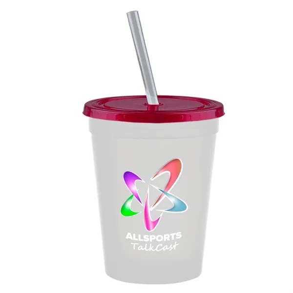 Molded in USA 16 oz. Stadium Cup with Lid & Straw... from ASI 40480 Koozie Group