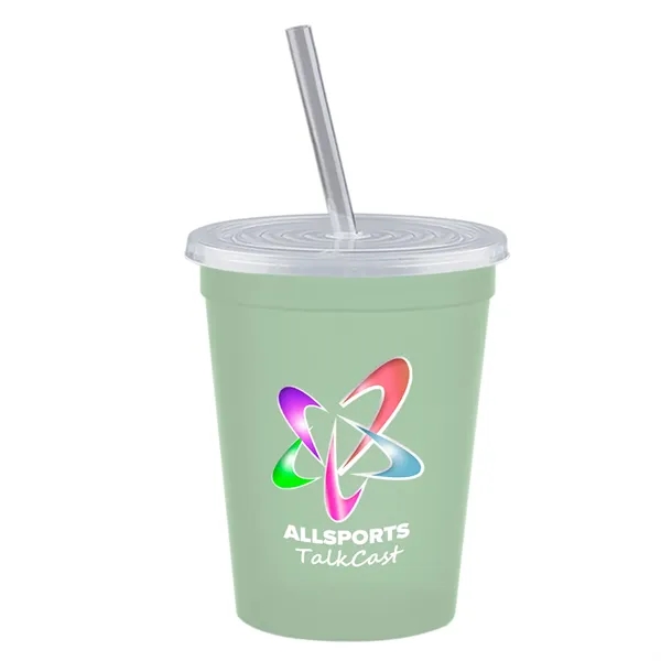 Molded in USA 16 oz. Stadium Cup with Lid & Straw... from ASI 40480 Koozie Group