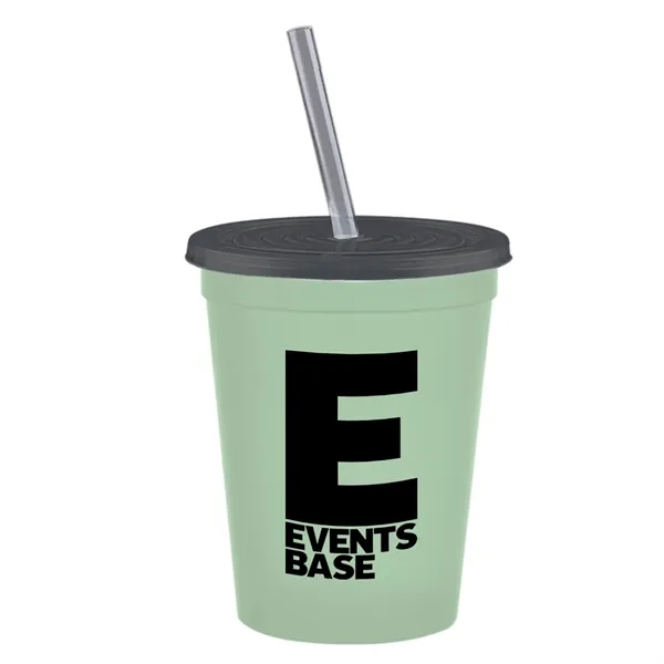 Molded in USA 16 oz. Stadium Cup with Lid & Straw... from ASI 40480 Koozie Group