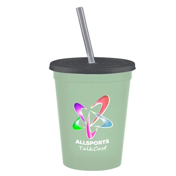 Molded in USA 16 oz. Stadium Cup with Lid & Straw... from ASI 40480 Koozie Group