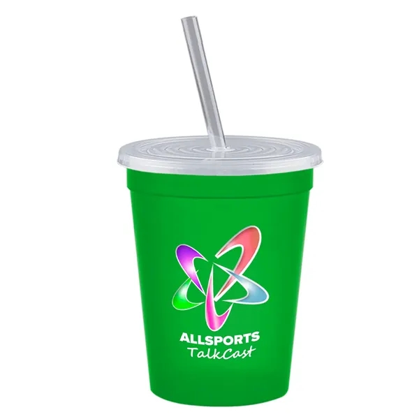 Molded in USA 16 oz. Stadium Cup with Lid & Straw... from ASI 40480 Koozie Group