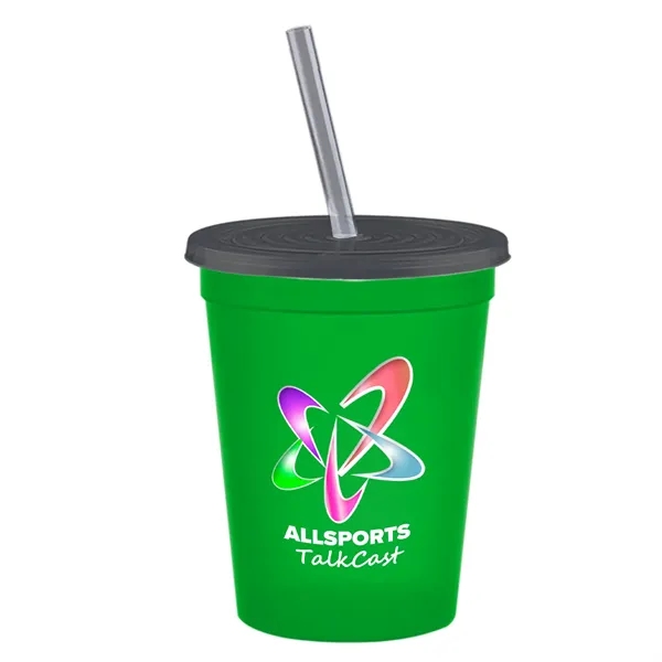 Molded in USA 16 oz. Stadium Cup with Lid & Straw... from ASI 40480 Koozie Group