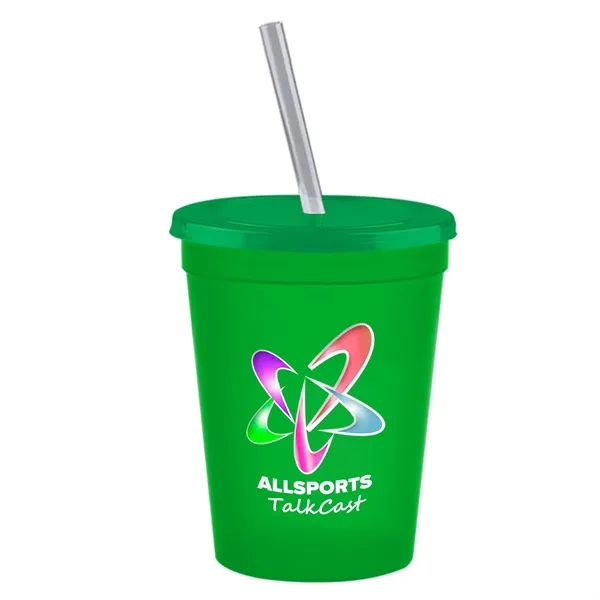 Molded in USA 16 oz. Stadium Cup with Lid & Straw... from ASI 40480 Koozie Group