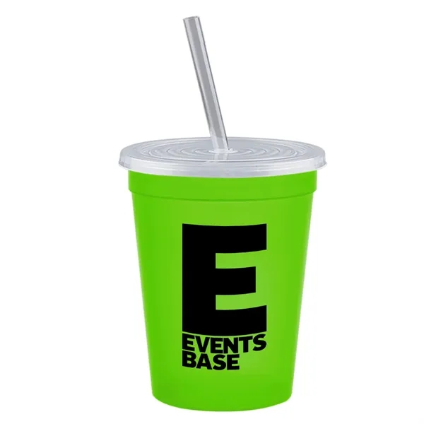 Molded in USA 16 oz. Stadium Cup with Lid & Straw... from ASI 40480 Koozie Group