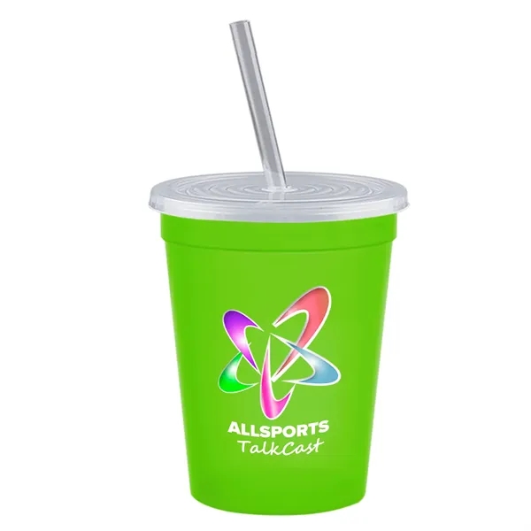 Molded in USA 16 oz. Stadium Cup with Lid & Straw... from ASI 40480 Koozie Group