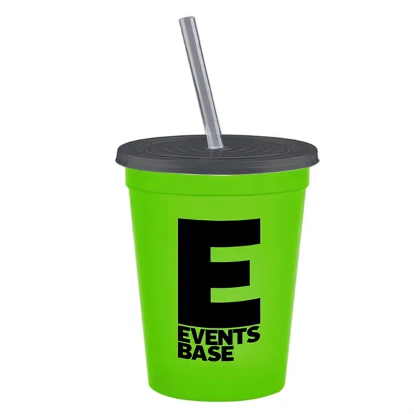 Molded in USA 16 oz. Stadium Cup with Lid & Straw... from ASI 40480 Koozie Group