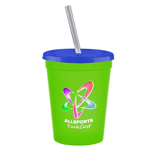 Molded in USA 16 oz. Stadium Cup with Lid & Straw... from ASI 40480 Koozie Group
