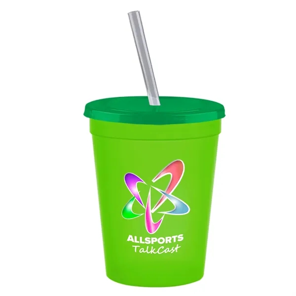 Molded in USA 16 oz. Stadium Cup with Lid & Straw... from ASI 40480 Koozie Group