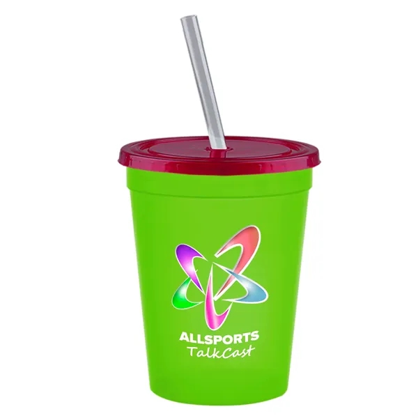 Molded in USA 16 oz. Stadium Cup with Lid & Straw... from ASI 40480 Koozie Group