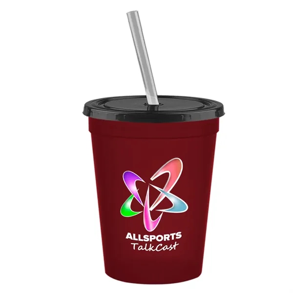 Molded in USA 16 oz. Stadium Cup with Lid & Straw... from ASI 40480 Koozie Group
