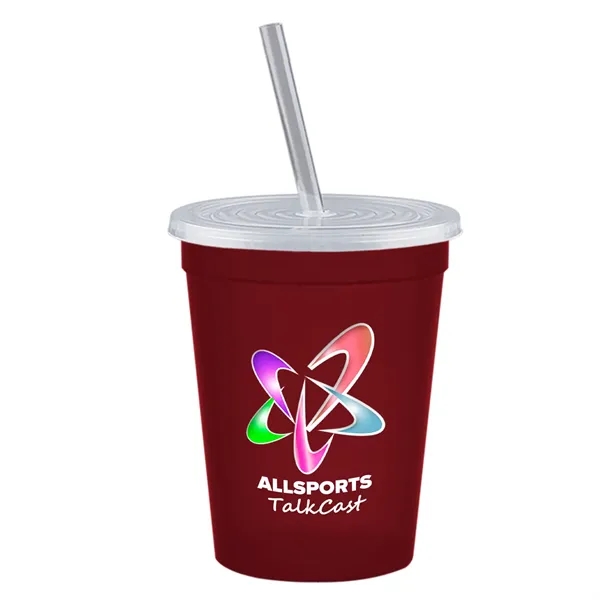 Molded in USA 16 oz. Stadium Cup with Lid & Straw... from ASI 40480 Koozie Group