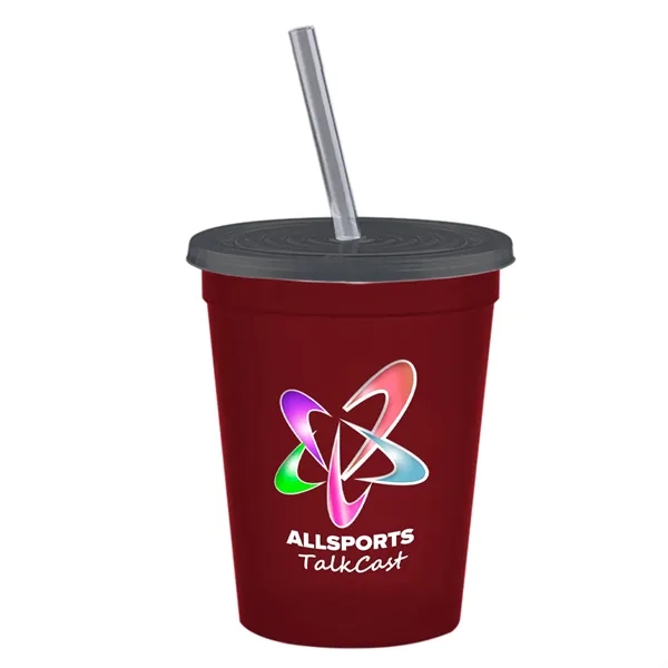 Molded in USA 16 oz. Stadium Cup with Lid & Straw... from ASI 40480 Koozie Group