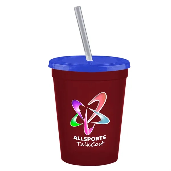 Molded in USA 16 oz. Stadium Cup with Lid & Straw... from ASI 40480 Koozie Group