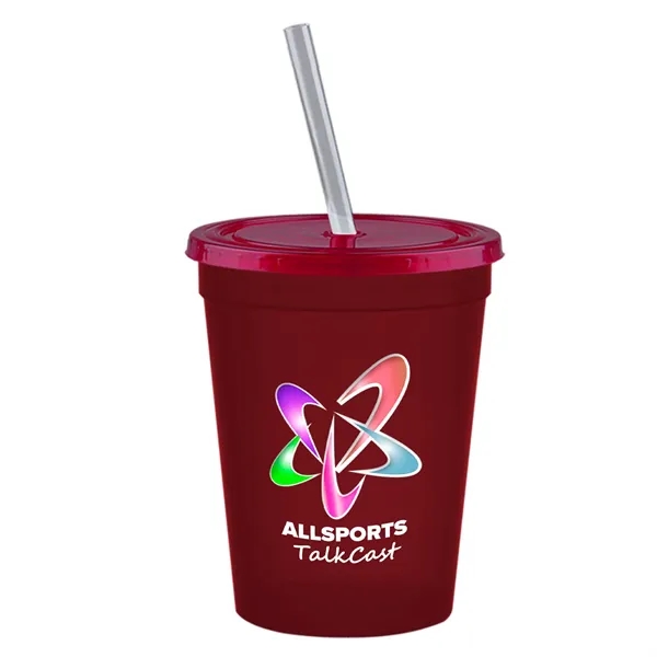 Molded in USA 16 oz. Stadium Cup with Lid & Straw... from ASI 40480 Koozie Group