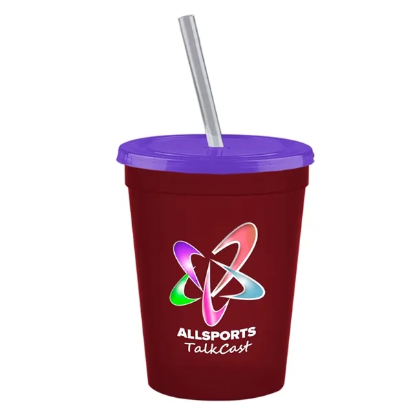 Molded in USA 16 oz. Stadium Cup with Lid & Straw... from ASI 40480 Koozie Group