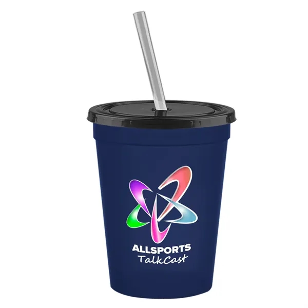 Molded in USA 16 oz. Stadium Cup with Lid & Straw... from ASI 40480 Koozie Group