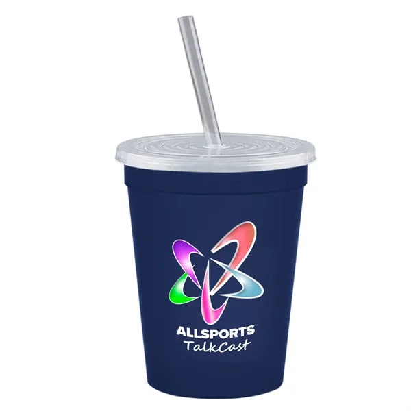 Molded in USA 16 oz. Stadium Cup with Lid & Straw... from ASI 40480 Koozie Group