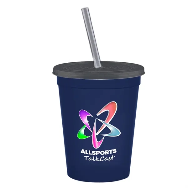Molded in USA 16 oz. Stadium Cup with Lid & Straw... from ASI 40480 Koozie Group