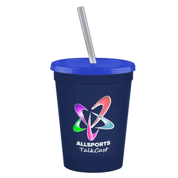 Molded in USA 16 oz. Stadium Cup with Lid & Straw... from ASI 40480 Koozie Group